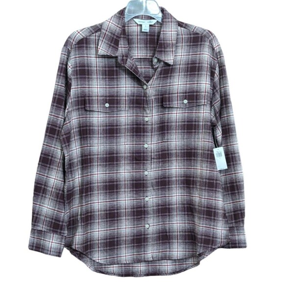 Old Navy The Boyfriend Shirt Women’s Medium 100% Cotton Soft Comfy Button Up NWT - Picture 1 of 5
